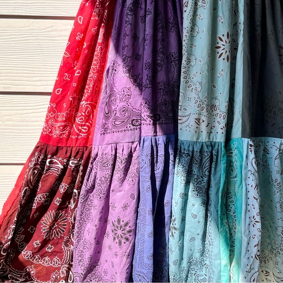 Rainbow | Handmade Earthy Voluminous Maxi Bandana Dress SKU 04294 - Picture 5 of 16